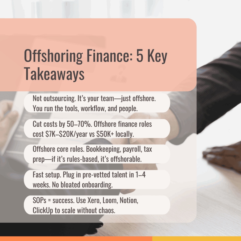 Offshoring Finance - 5 Core Takeaways