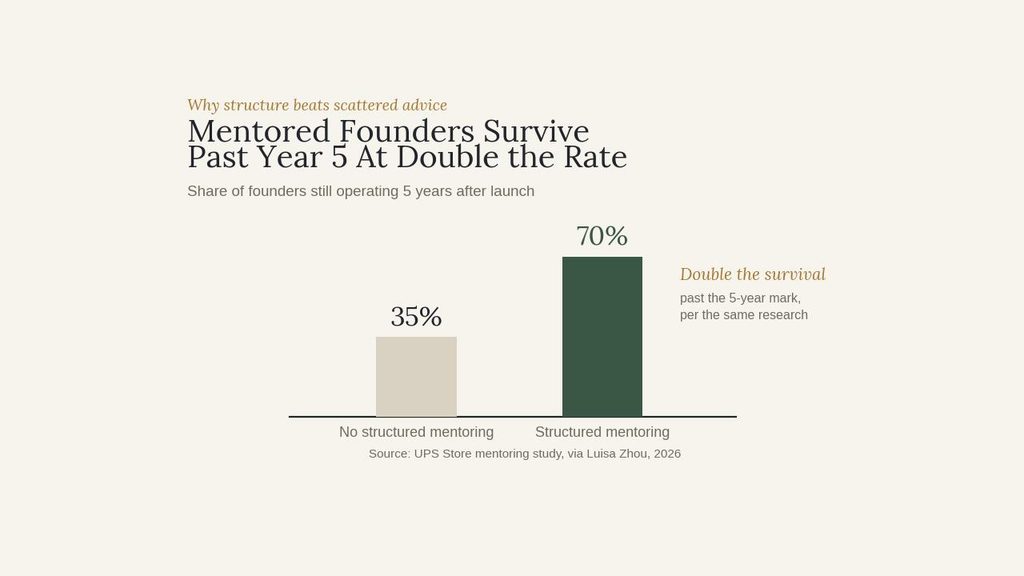 business that doesnt need the founder - mentoring survival rate