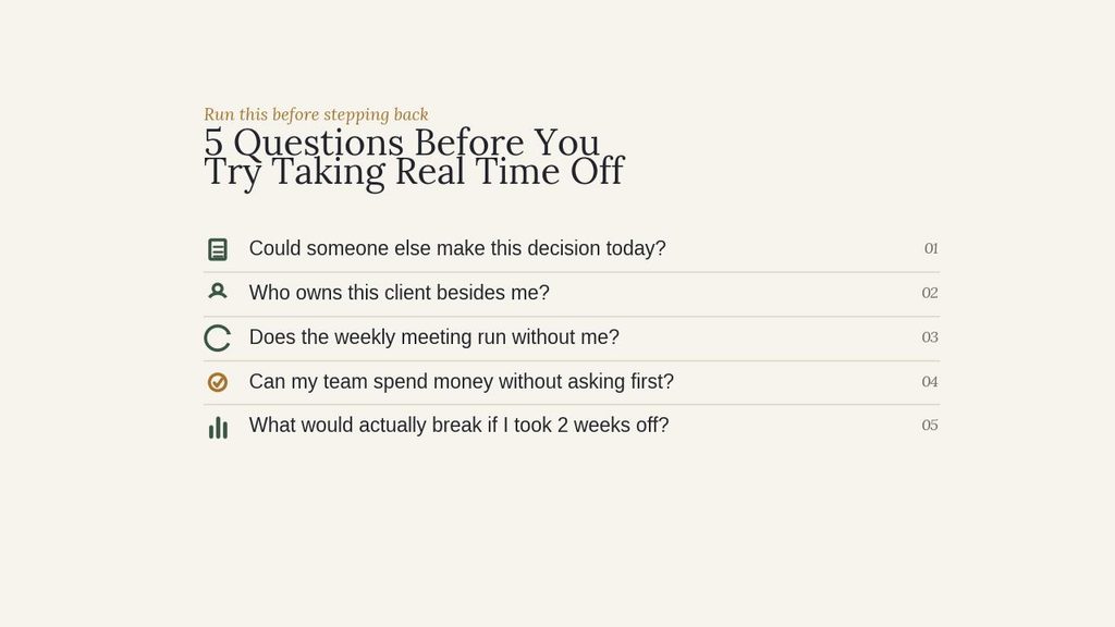 business that doesnt need the founder - stepping back checklist